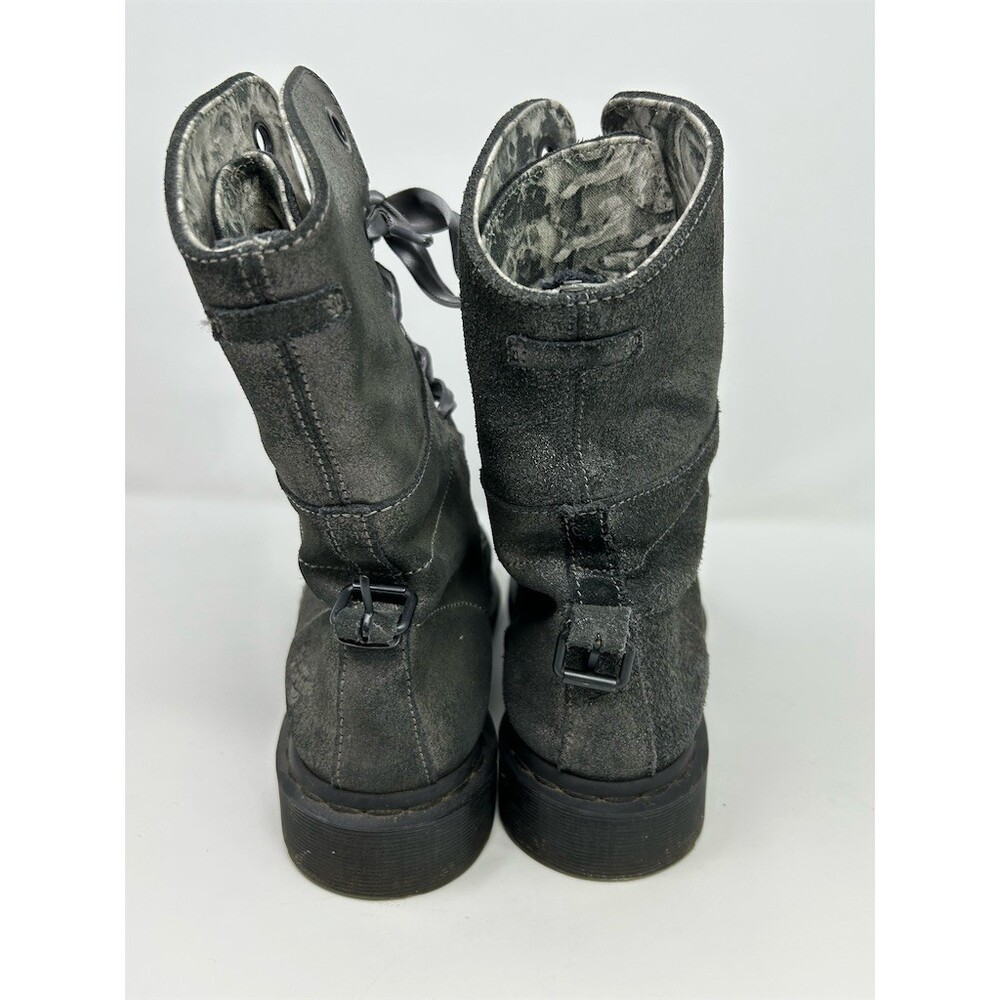 Dr. Martens Aimilie Womens Mid-Calf Lace-Up Combat Boots Metallic Gray Size 9 - Picture 10 of 13